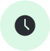 A clock icon in a green circle